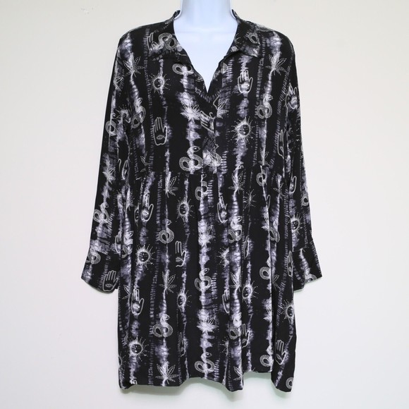 SANDRO - Black/White 100% Silk Boho Mini Dress - Women's Size 2, Medium NEW NWOT - Picture 1 of 12
